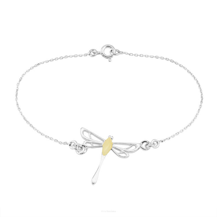 BRANSOLETKA SREBRNA Z BURSZTYNEM