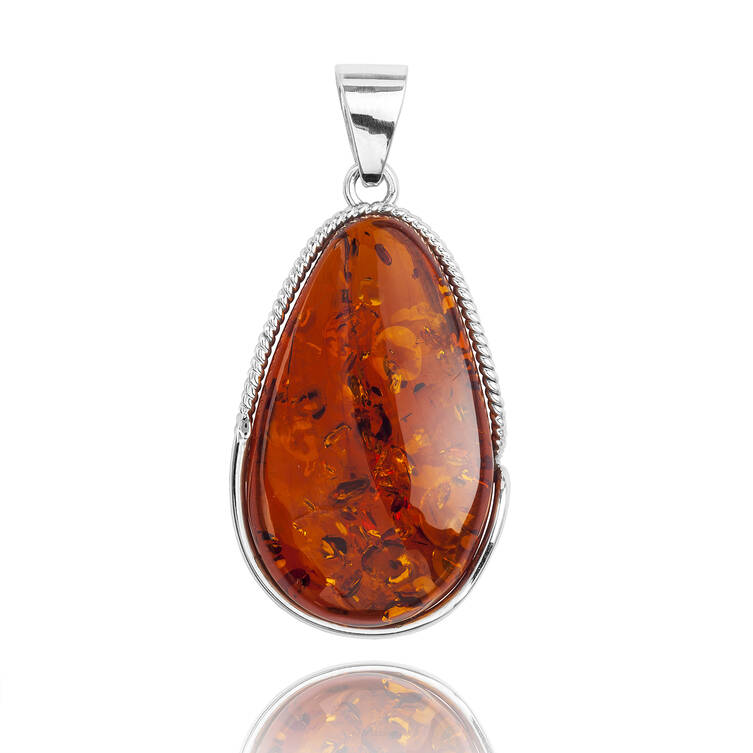 WISIOREK SREBRNY Z BURSZTYNEM