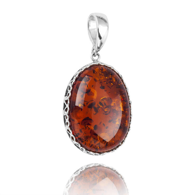 WISIOREK SREBRNY Z BURSZTYNEM