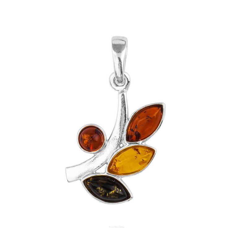 WISIOREK SREBRNY Z BURSZTYNEM